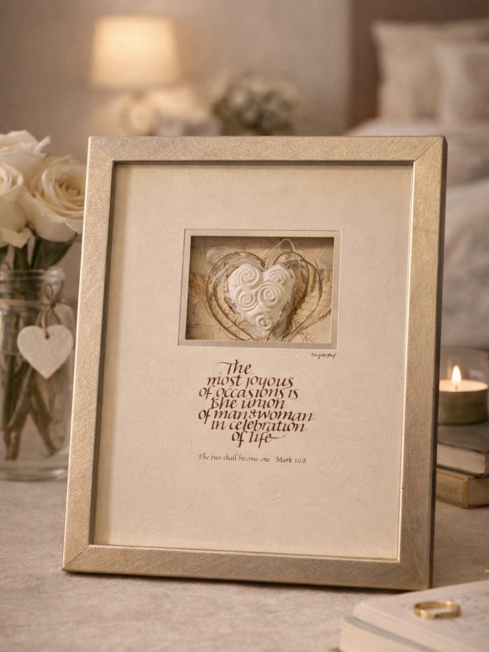Wedding Shadow Box Frame | Couples Wall Decor Anniversary Romantic Home Decor